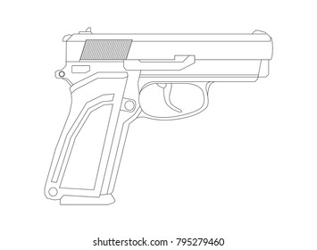 Weapon illustration, Vector Line, Pistol illustration, Old gun, Military concept, Pistol vector line