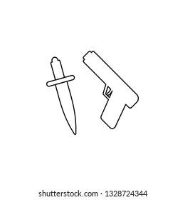 Weapon, knife, gun icon. Simple thin line, outline vector of universal icons for UI and UX, website or mobile application
