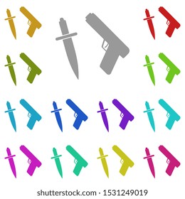 Weapon, knife, gun multi color icon. Simple glyph, flat vector of universal icons for UI and UX, website or mobile application