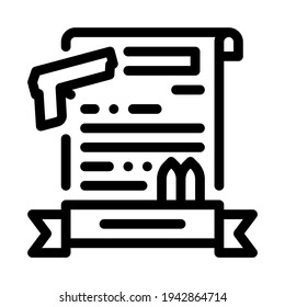 Symbol der Waffenlizenz-Linie, Vektorgrafik. Waffenlizenzzeichen. isoliertes Kontursymbol