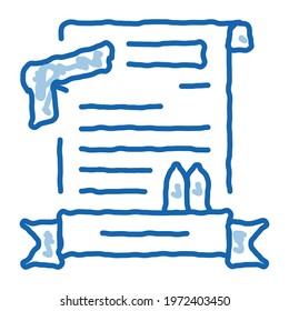 weapon license sketch icon vector. Hand drawn blue doodle line art weapon license sign. isolated symbol illustration
