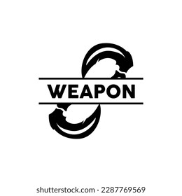Waffenlogo, traditionelles Waffenkarambit-Vektorgrafik, Ninja-Kampfwerkzeug Einfaches Design, Symbolsymbol, Illustration