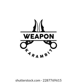 Logotipo de arma, vector de armamento tradicional Karambit, Herramienta de lucha Ninja Diseño sencillo, icono de símbolo, ilustración