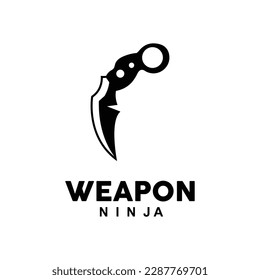 Logotipo de arma, vector de armamento tradicional Karambit, Herramienta de lucha Ninja Diseño sencillo, icono de símbolo, ilustración