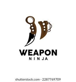 Logotipo de arma, vector de armamento tradicional Karambit, Herramienta de lucha Ninja Diseño sencillo, icono de símbolo, ilustración