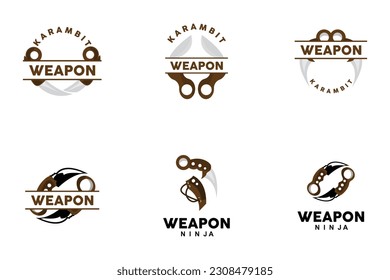 Logotipo de arma, vector de armamento tradicional Karambit, Herramienta de lucha Ninja Diseño sencillo, icono de símbolo, ilustración