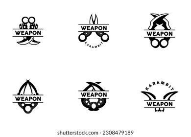 Logotipo de arma, vector de armamento tradicional Karambit, Herramienta de lucha Ninja Diseño sencillo, icono de símbolo, ilustración