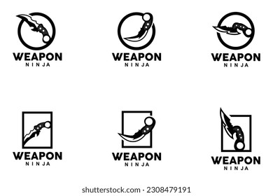 Logotipo de arma, vector de armamento tradicional Karambit, Herramienta de lucha Ninja Diseño sencillo, icono de símbolo, ilustración
