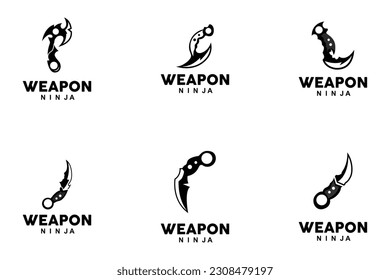 Logotipo de arma, vector de armamento tradicional Karambit, Herramienta de lucha Ninja Diseño sencillo, icono de símbolo, ilustración