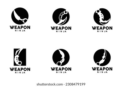 Logotipo de arma, vector de armamento tradicional Karambit, Herramienta de lucha Ninja Diseño sencillo, icono de símbolo, ilustración