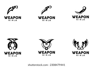 Logotipo de arma, vector de armamento tradicional Karambit, Herramienta de lucha Ninja Diseño sencillo, icono de símbolo, ilustración