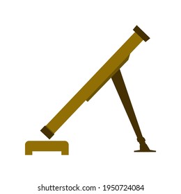 Weapon mortar military vector army illustration icon. War military mortar artillery gun symbol. Battle bomb missile force aggression conflict. Aiming machine launcher shooting weapon defending icon