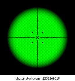 Weapon-Nachtsicht, optisches Scharfschützen-Schießgerät. Jagd Pistensucher mit Crosshair. Ziel, Markensymbol schießen. Militärzielschild, Silhouette. UI-Element der Spieloberfläche Vektorgrafik
