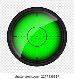 Vista nocturna de armas, alcance óptico de rifle de francotirador. Buscando visor de pistolas con cruz. Objetivo, símbolo de marca de disparo. Signo de objetivo militar, silueta. Elemento de interfaz de usuario de interfaz de juego. Ilustración del vector
