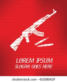 Weapon on red background,poster grunge design