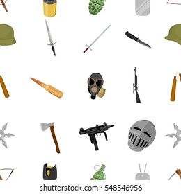 Weapon pattern icons in cartoon style. Big collection weapon vector symbol stock illustration