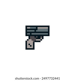Weapon perfect pixel art icon gun blaster isolated vector illustration. Design for sticker, mobile app and logo. Game assets 8-bit sprite.
