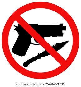 Weapon prohibited icon. No weapons gun and knife. vector design