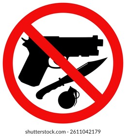 Weapon prohibited icon. No weapons gun grenade and knife. vector illustration design
