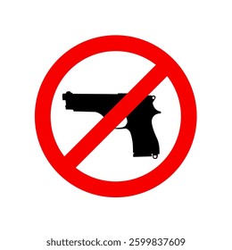  Weapon prohibited sign. No weapons gun. Gun Violence