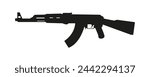 weapon rifle ak 47 vector silhouette isolated on white background