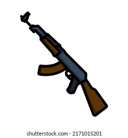 Icono de rifle de arma. Contorno de negrita editable con diseño de relleno de color. Ilustración vectorial.