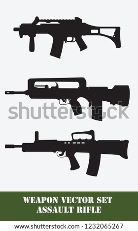 Weapon set assault rifle  black silhouette