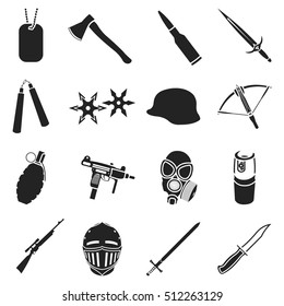 Weapon set icons in black style. Big collection of weapon vector symbol stock illustration
