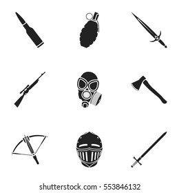Weapon set icons in black style. Big collection of weapon vector symbol stock illustration