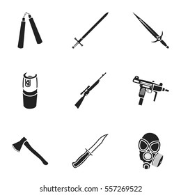 Weapon set icons in black style. Big collection of weapon vector symbol stock illustration