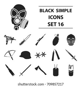 Weapon set icons in black style. Big collection of weapon vector symbol stock illustration