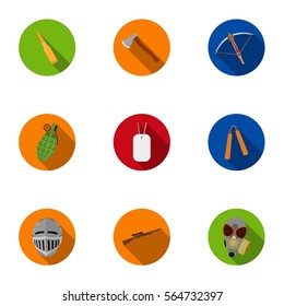 Weapon set icons in flat style. Big collection of weapon vector symbol stock illustration