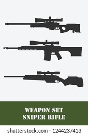 Weapon set sniper rifle  black silhouette