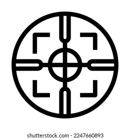 Sehenswürdigkeit der Waffen, Symbol einzeln auf weißem Hintergrund. Schwarze flache Ikone im modernen Umriss-Stil. Lineares Symbol und bearbeitbarer Strich. Einfache und Pixel perfekte Strich-Vektorgrafik