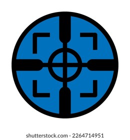 Línea de icono de visión de arma aislada en fondo blanco. Icono delgado plano negro sobre el estilo de contorno moderno. Símbolo lineal y trazo editable. Ilustración vectorial de trazo simple y píxel perfecto