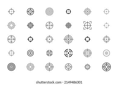 Weapon sight set. Military vactor target collection. Force army icon for game arcade design.