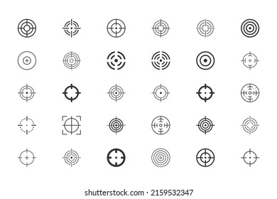 Weapon sight set. Military vactor target collection. Force army icon for game arcade design.
