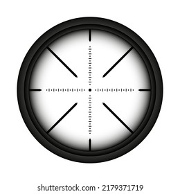 Waffensichtweite, optisches Scharfschützen. Jagd Pistensucher mit Crosshair. Ziel, Markensymbol schießen. Militärzielschild, Silhouette. UI-Element der Spieloberfläche Vektorgrafik