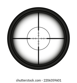 Weapon Sight, Sniper Rifle Optical Scope. Hunting Gun Viewfinder With Crosshair. Aim, Shooting Mark Symbol. Military Target Sign, Silhouette. Game Interface UI Element. Vector Illustration