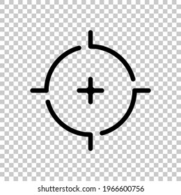 Vista de armas, objetivo o cruz, icono simple. Símbolo lineal modificable negro sobre fondo transparente