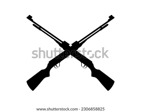 Weapon Silhouette, a long gun is a category of firearms with long barrels, for Pictogram. Logo, Apps, Website, Art Illustration or Graphic Design Element. Vector Illustration