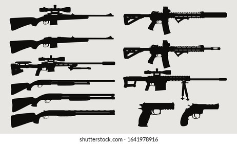 weapon silhouette side view set