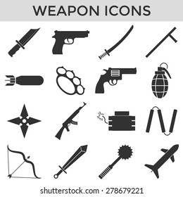 weapon silhouette symbol icons vector