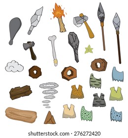 Weapon of stone age cartoon,vector illustration