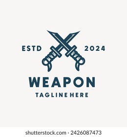 Arma Espada Caballero Vector Logo Diseño Gráfico