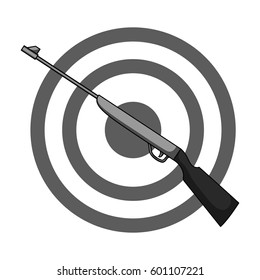 Weapon and target. Shooting gallery in an amusement park.Amusement park single icon in monochrome style vector symbol stock illustration.