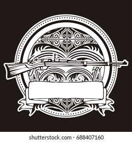 Weapon vector design label, vintage logo