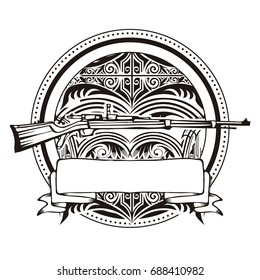 Weapon vector design label, vintage logo