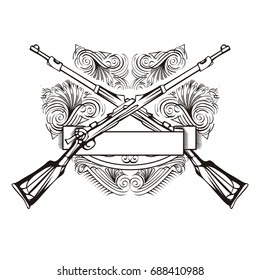 Weapon vector design label, vintage logo