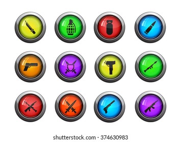 Weapon vector icons for web sites and user interface